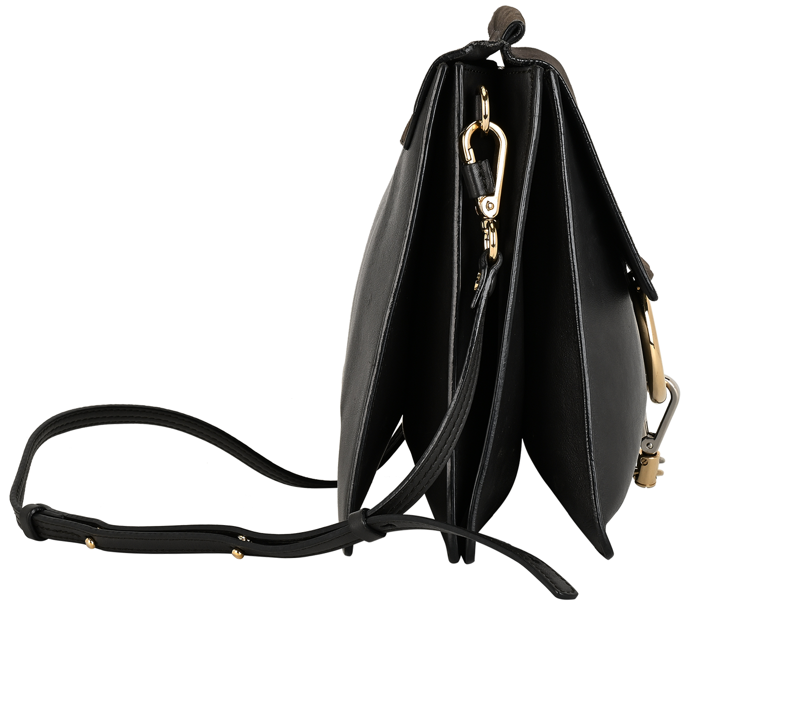 Large Faye, &pound;350, Handbags, Black, Leather/Suede, Side view